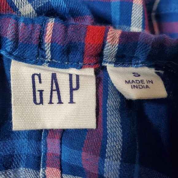 GAP Blue Red White Plaid Keyhole Blouse Women’s Size Small - Picture 7 of 7